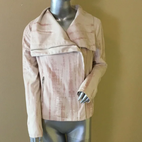 Blank NYC Cream tie-dye faux suede drape front jacket - Picture 5 of 16